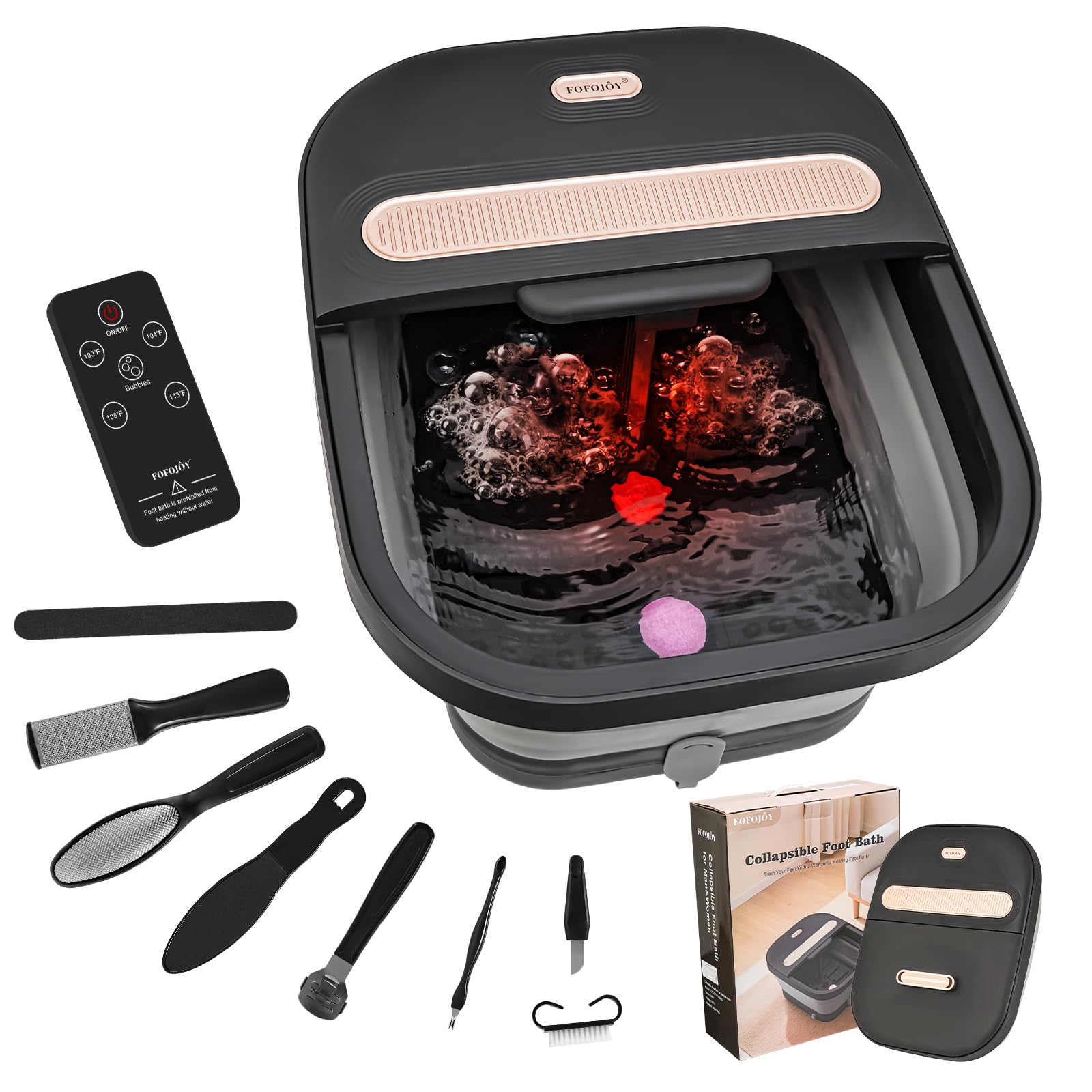 FOFOJÔY collapsible foot spa bath with massager for easy home relaxation