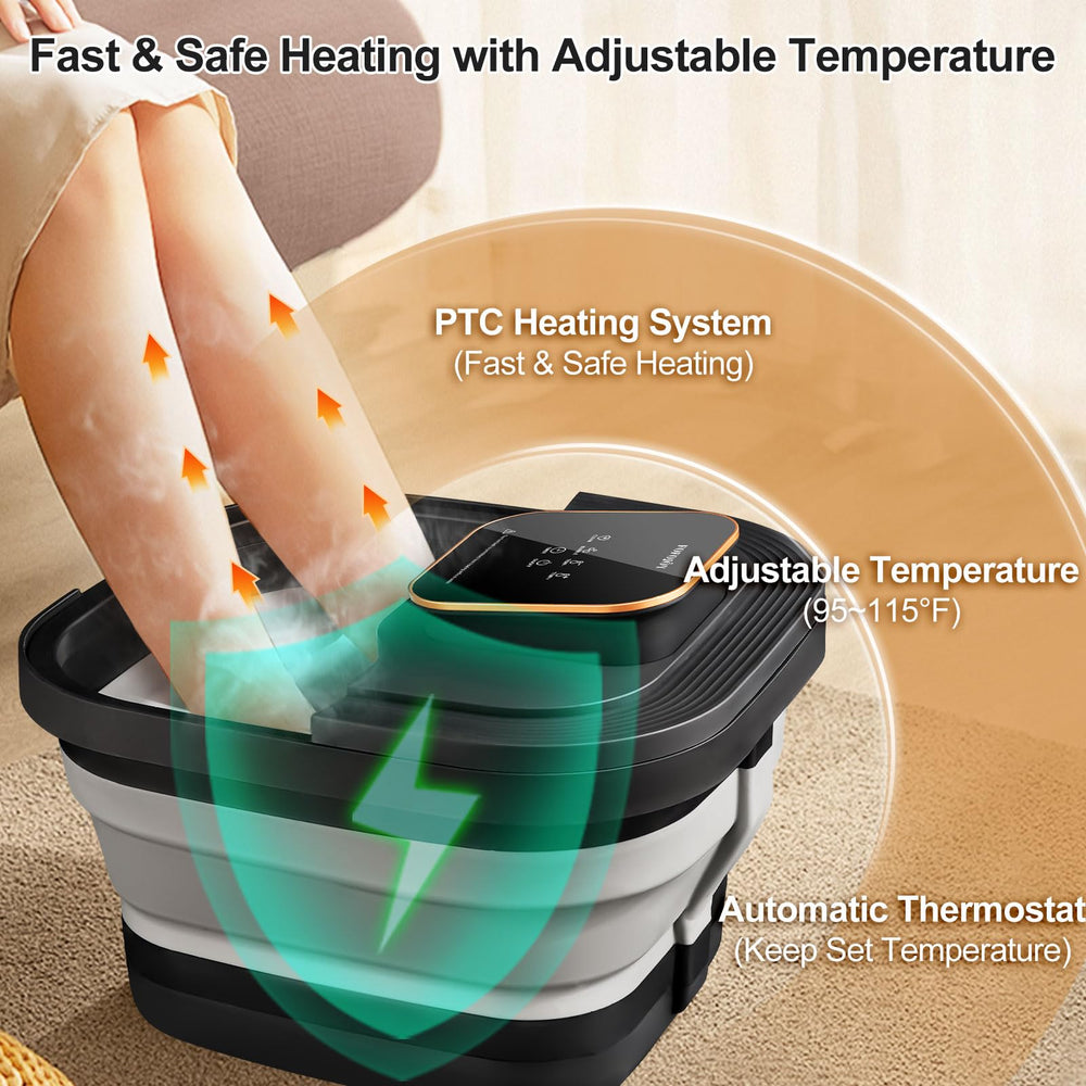 FOFOJOY foot spa with bubbles and massage rollers for meridian stimulation.