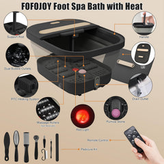 FOFOJÔY foot spa showing massage roller system for foot pressure relief