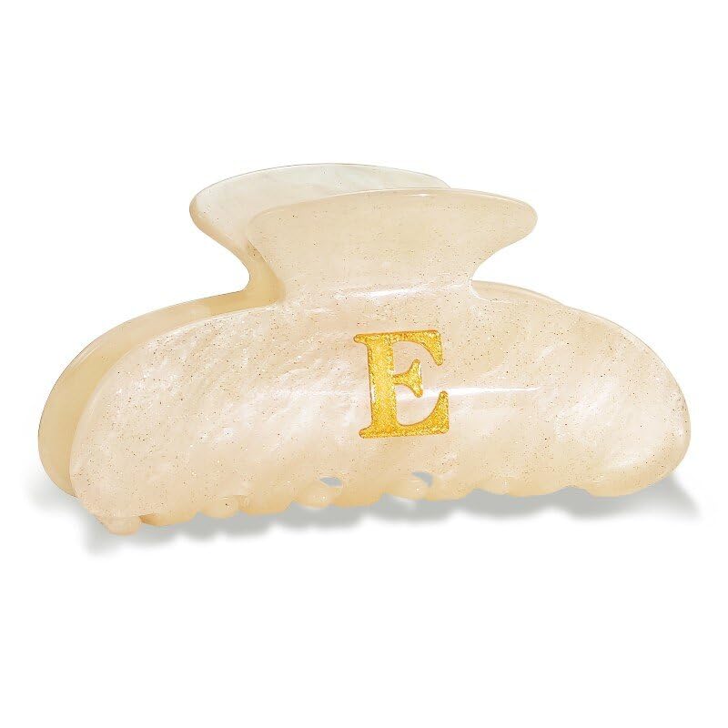 Fohufo glitter monogram clip Letter E secures thick hair with style