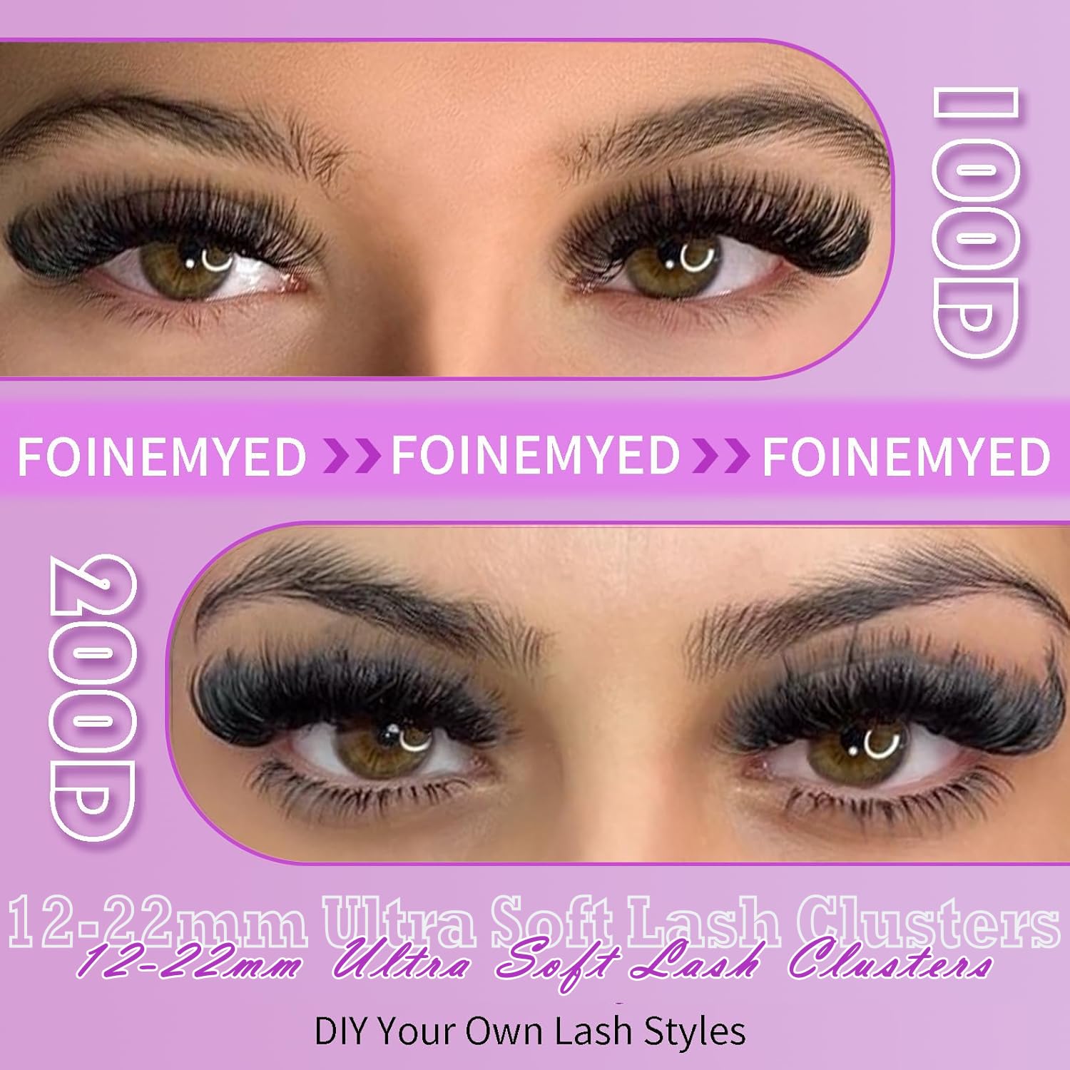 FOINEMYED Lash Clusters: matte black fibers for bold, lightweight definition.