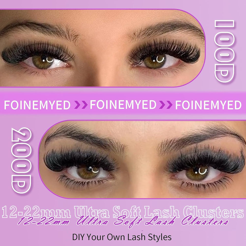FOINEMYED Lash Clusters: matte black fibers for bold, lightweight definition.