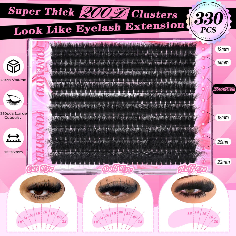 FOINEMYED mega-volume 200D clusters show dense black fibers for dramatic eyes