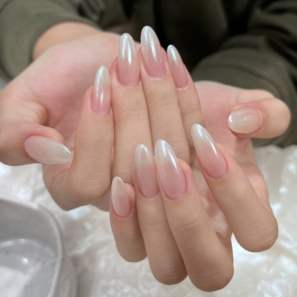 Fokostar Aurora pearl nail art glow on nails.