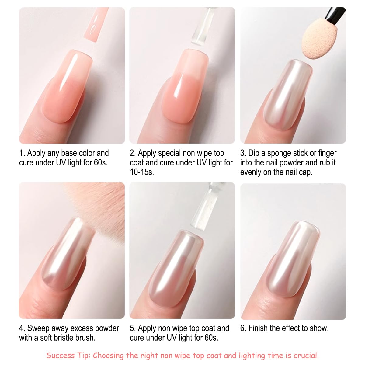 Fokostar chrome powder on base color demonstrates versatile nail art.
