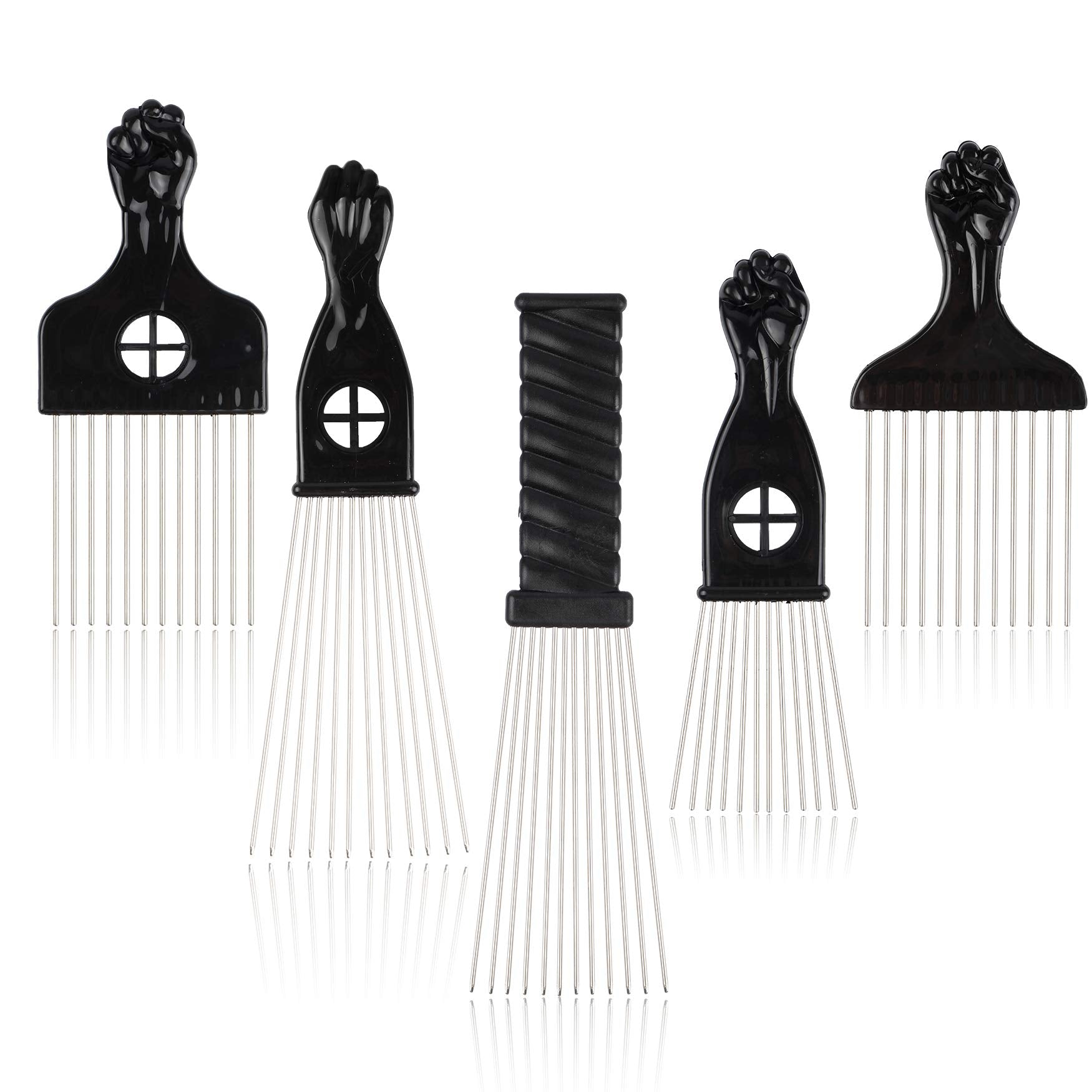 Folansy metal Afro comb with wide teeth for gentle detangling and styling.
