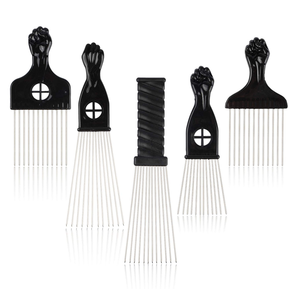 Folansy metal Afro comb with wide teeth for gentle detangling and styling.