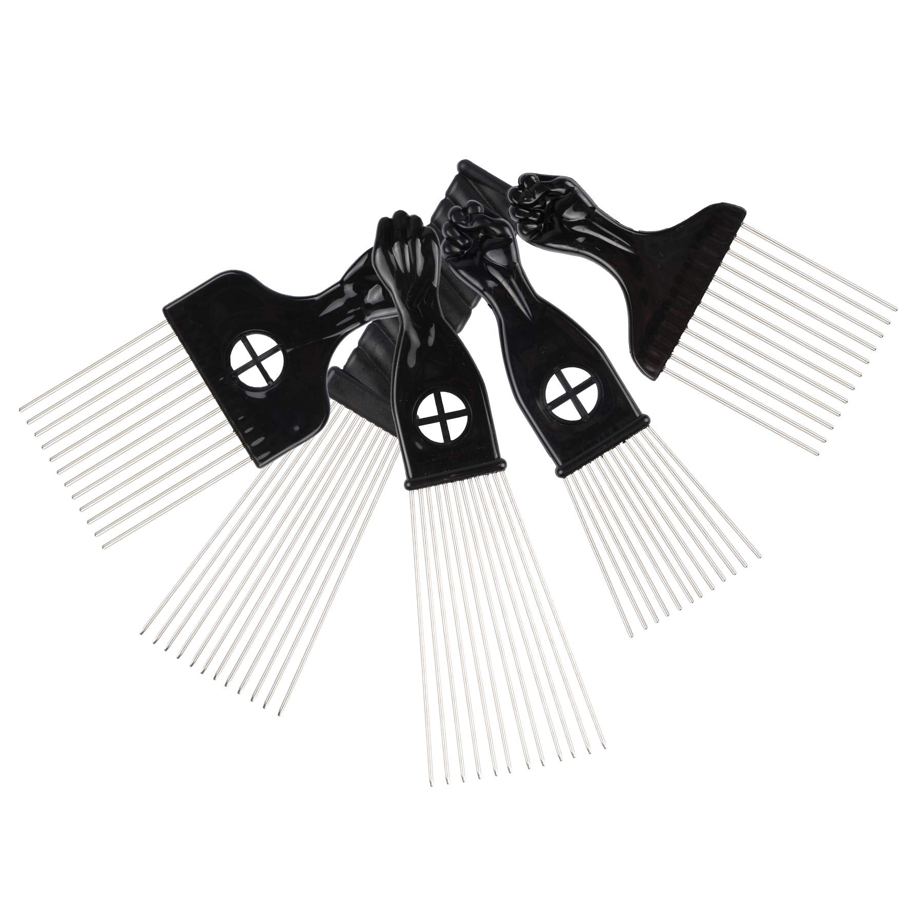 Folansy metal Afro comb with reinforced teeth and polished finish for easy styling.