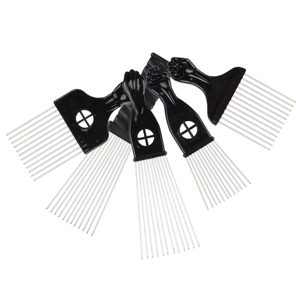 Folansy metal Afro comb with reinforced teeth and polished finish for easy styling.