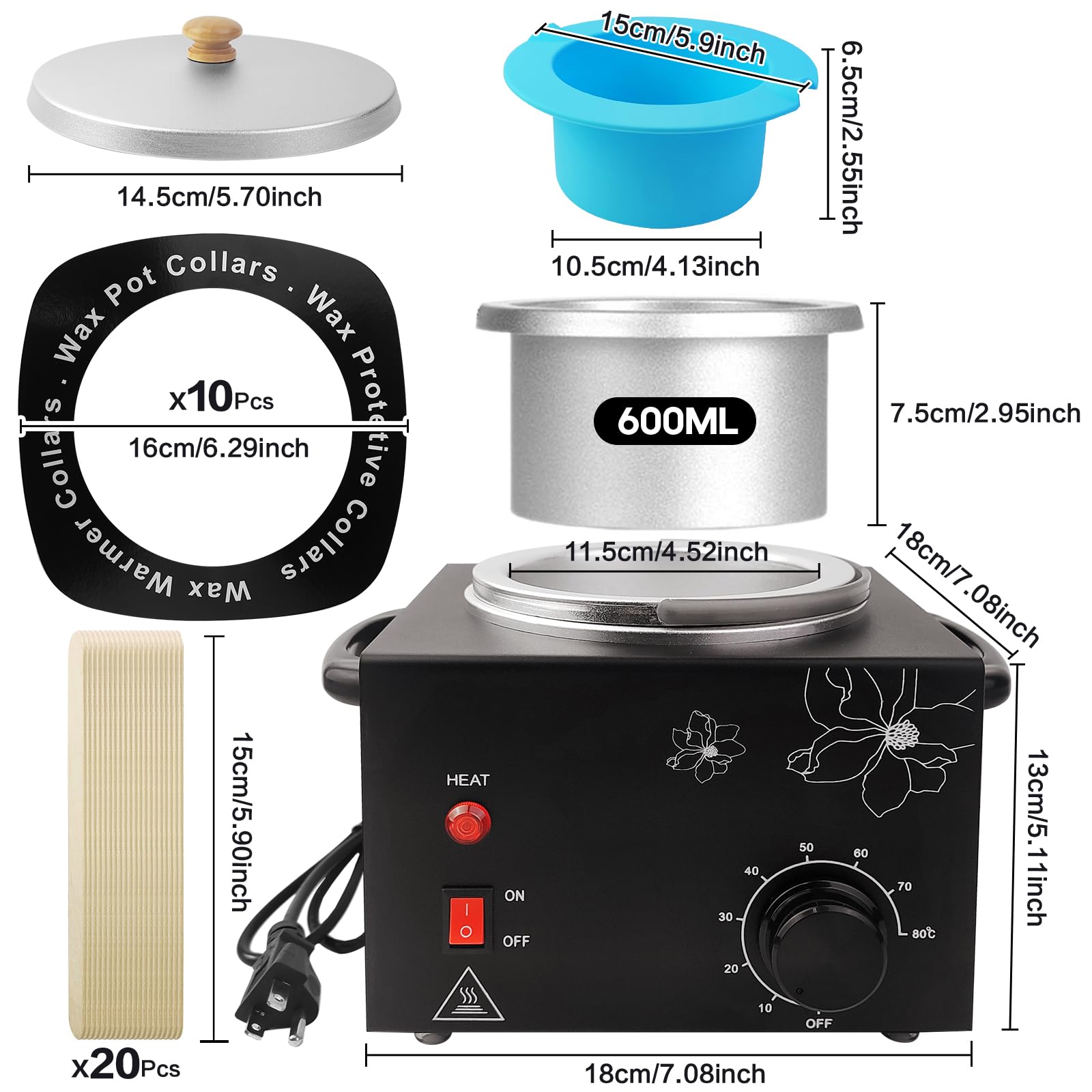 Folconroad portable wax warmer side view showing compact design for home waxing.