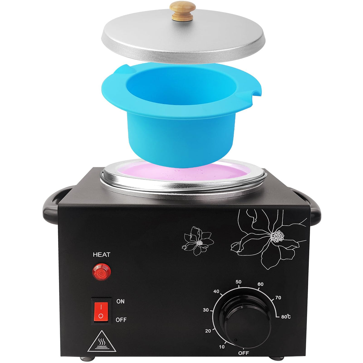 Folconroad portable wax warmer top view for easy at-home waxing.