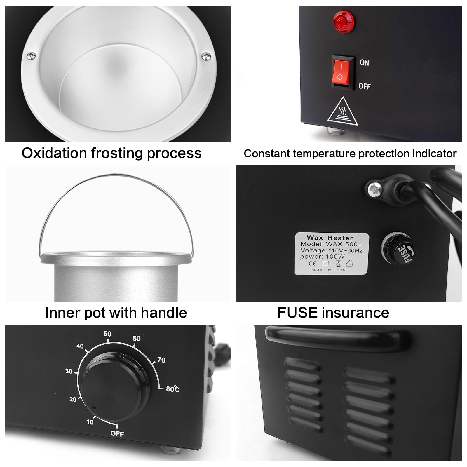 Folconroad wax warmer 600cc pot close-up enabling efficient wax melting.