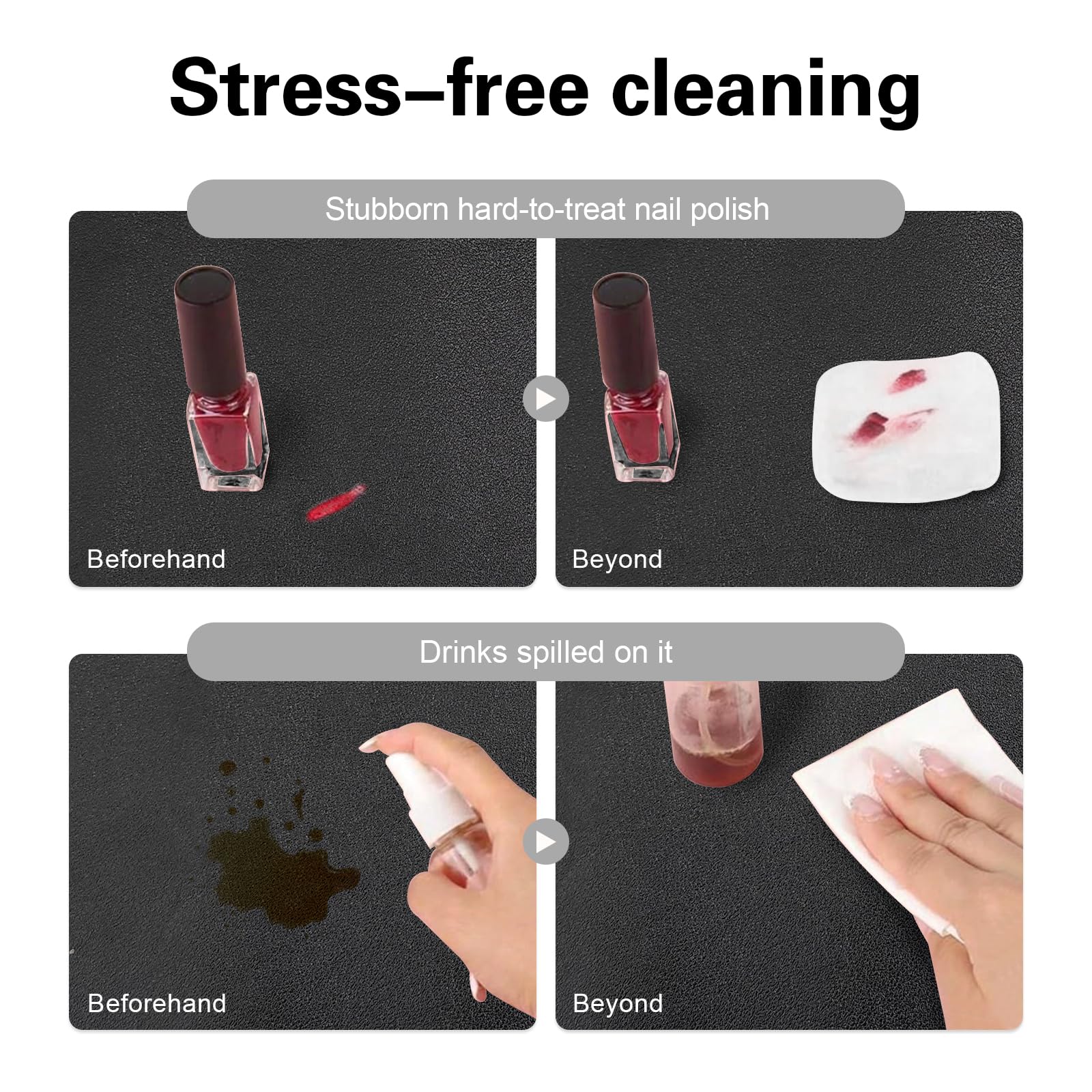 Foldable Nail Art Table Mat cleaned easily with a damp cloth after use.