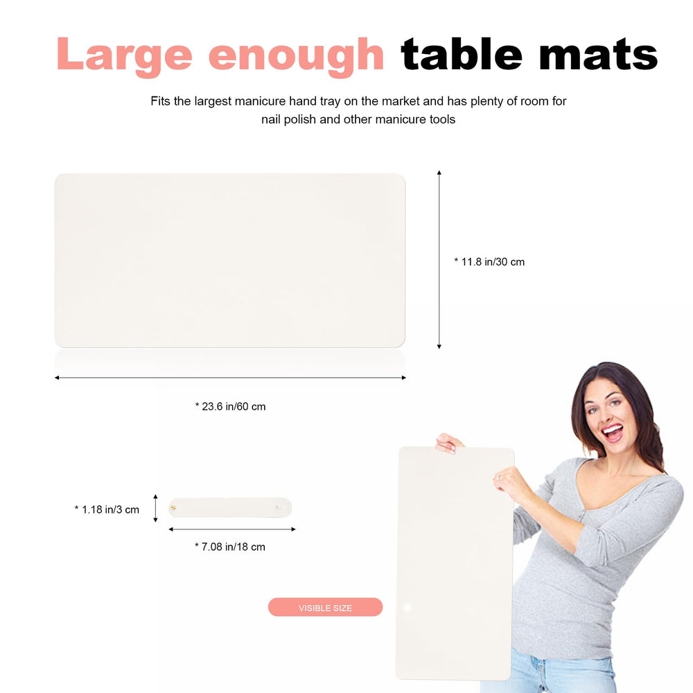 Non-slip velvet backing keeps Foldable Nail Art Table Mat steady during use.