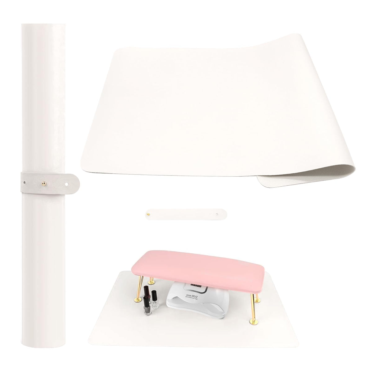 Foldable Nail Art Table Mat with waterproof PU leather surface, ideal for spill protection.