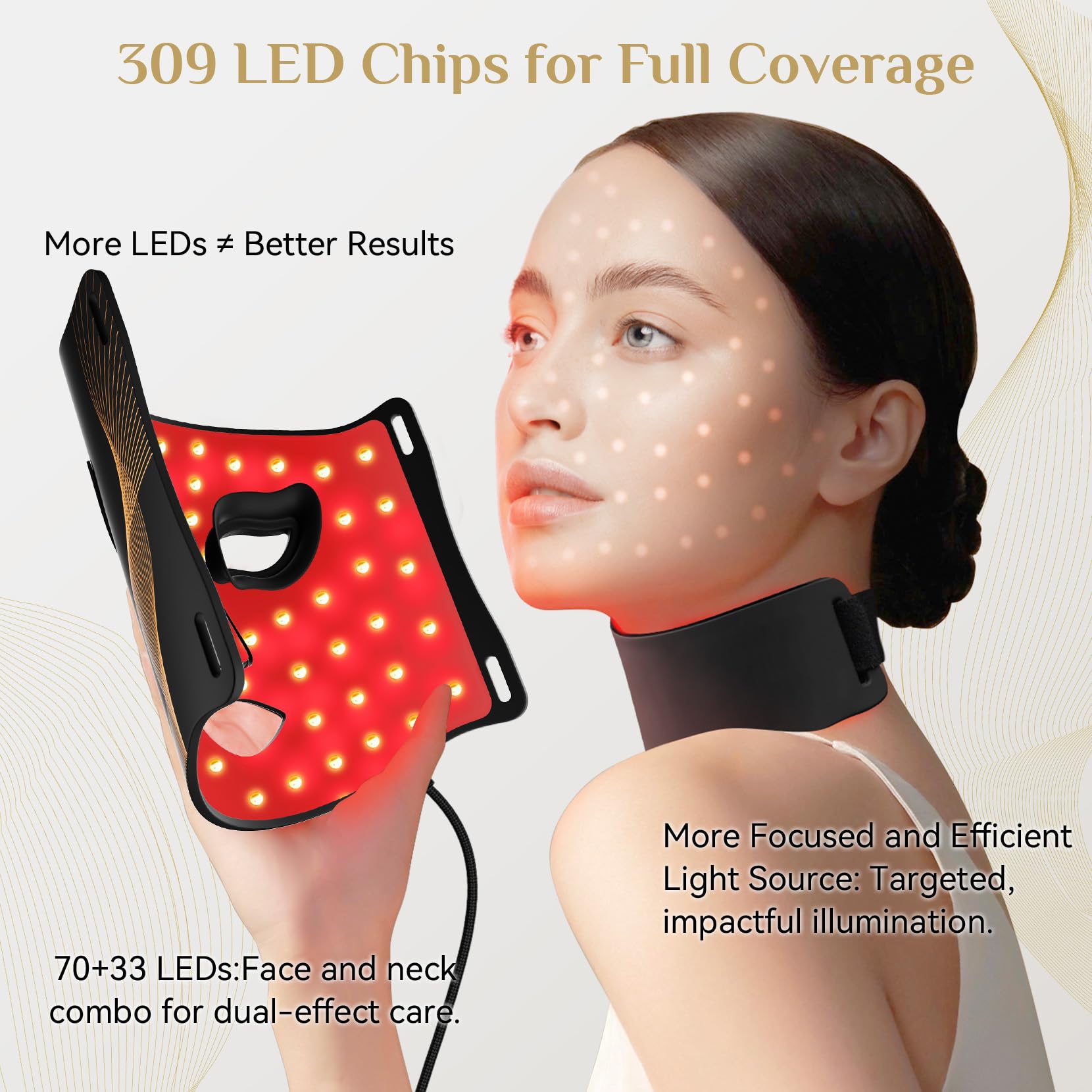 Foloke 3-in-1 fusion LEDs highlight a comprehensive light therapy experience.