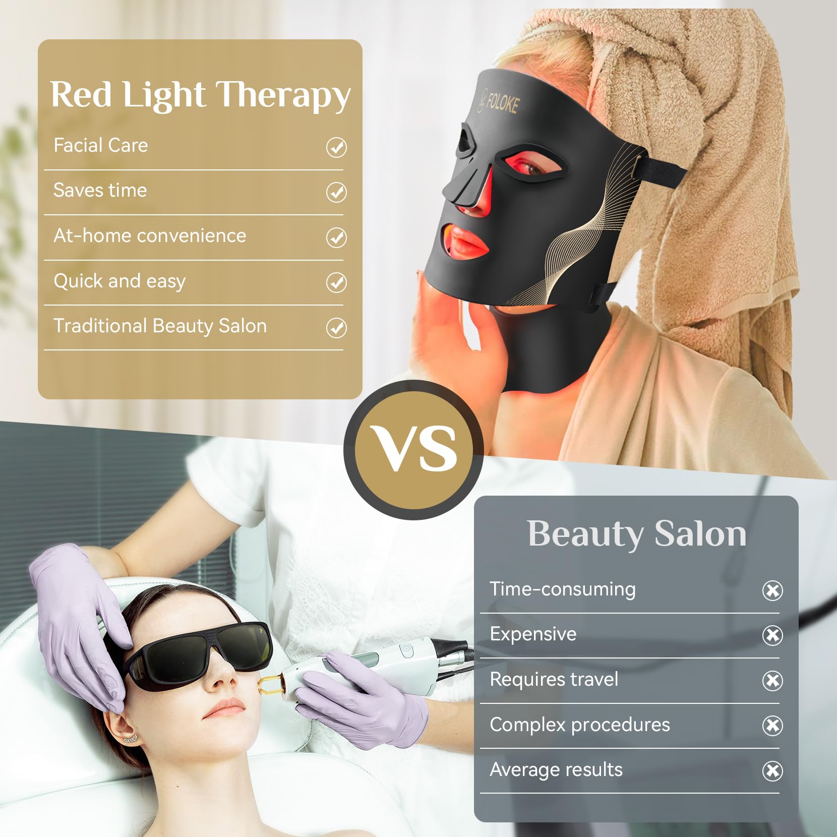 Travel-friendly Foloke mask with rechargeable battery for home or travel.