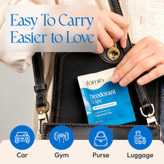 FOMIN acidified travel deodorant wipes mini size fits easily in pockets