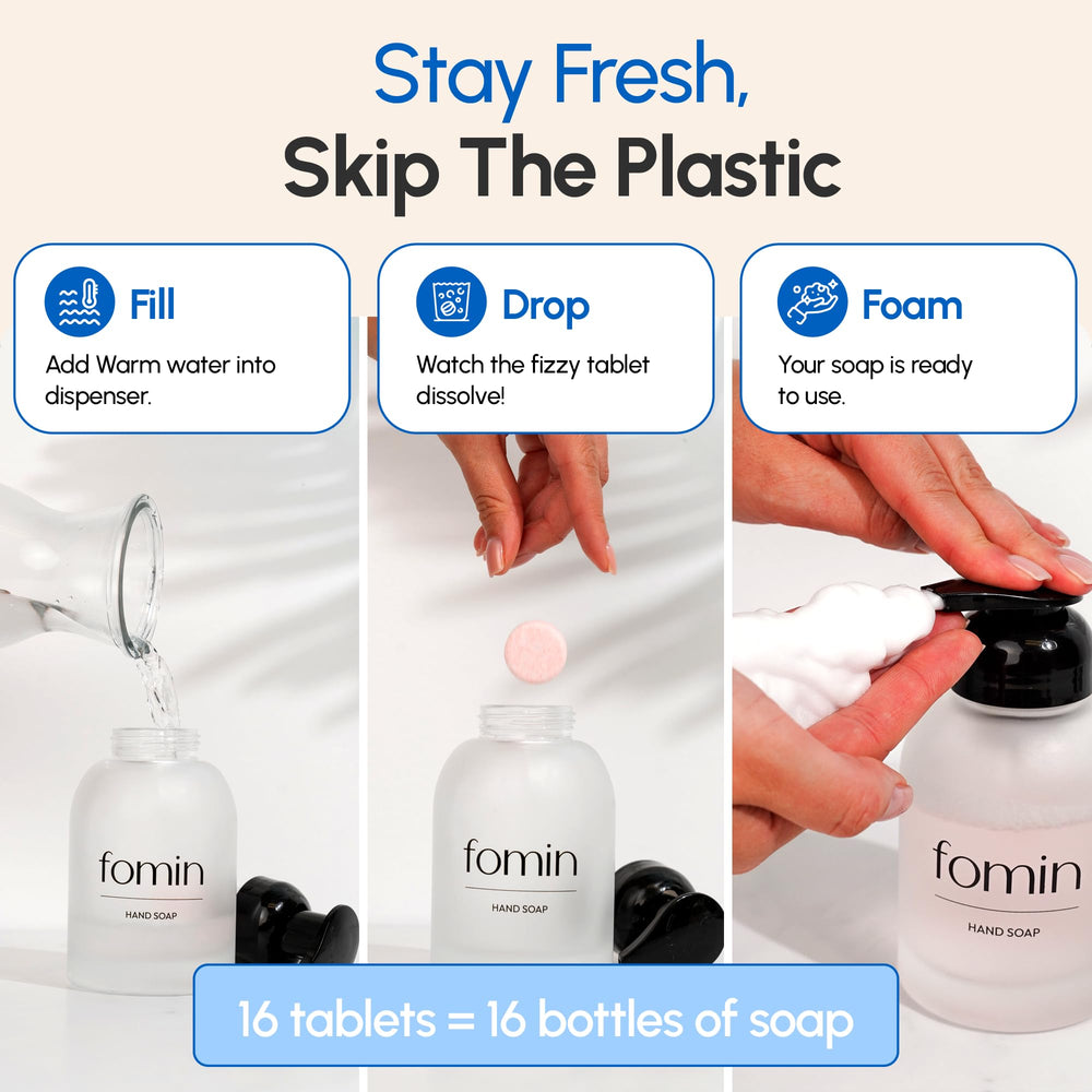 Envase FOMIN con empaque reciclable y compostable para cuidado sostenible.