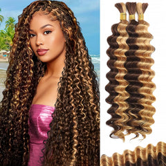 FONFUNY boho braiding hair 20in balayage deep wave for natural-looking volume