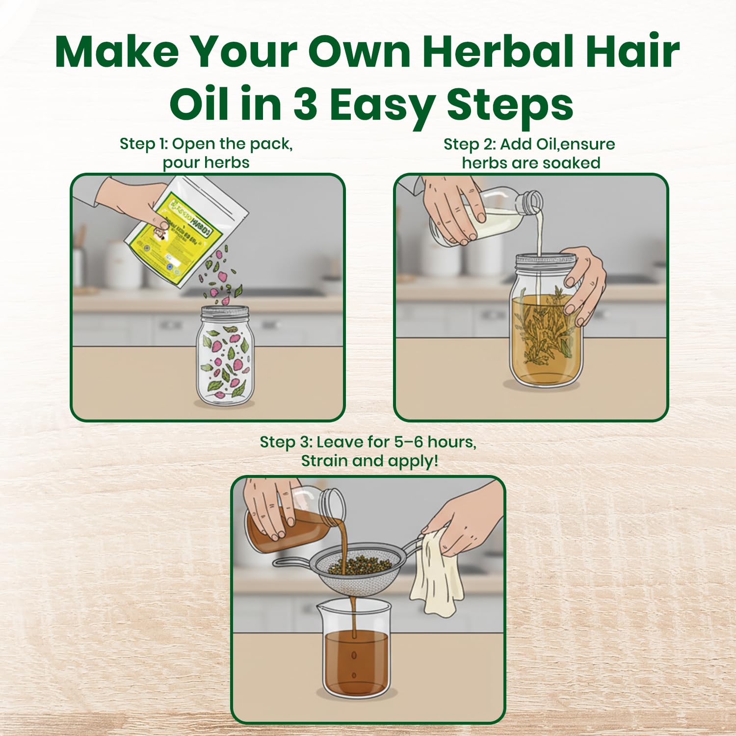 Foodherbs coconut oil base allows gentle herb infusion.