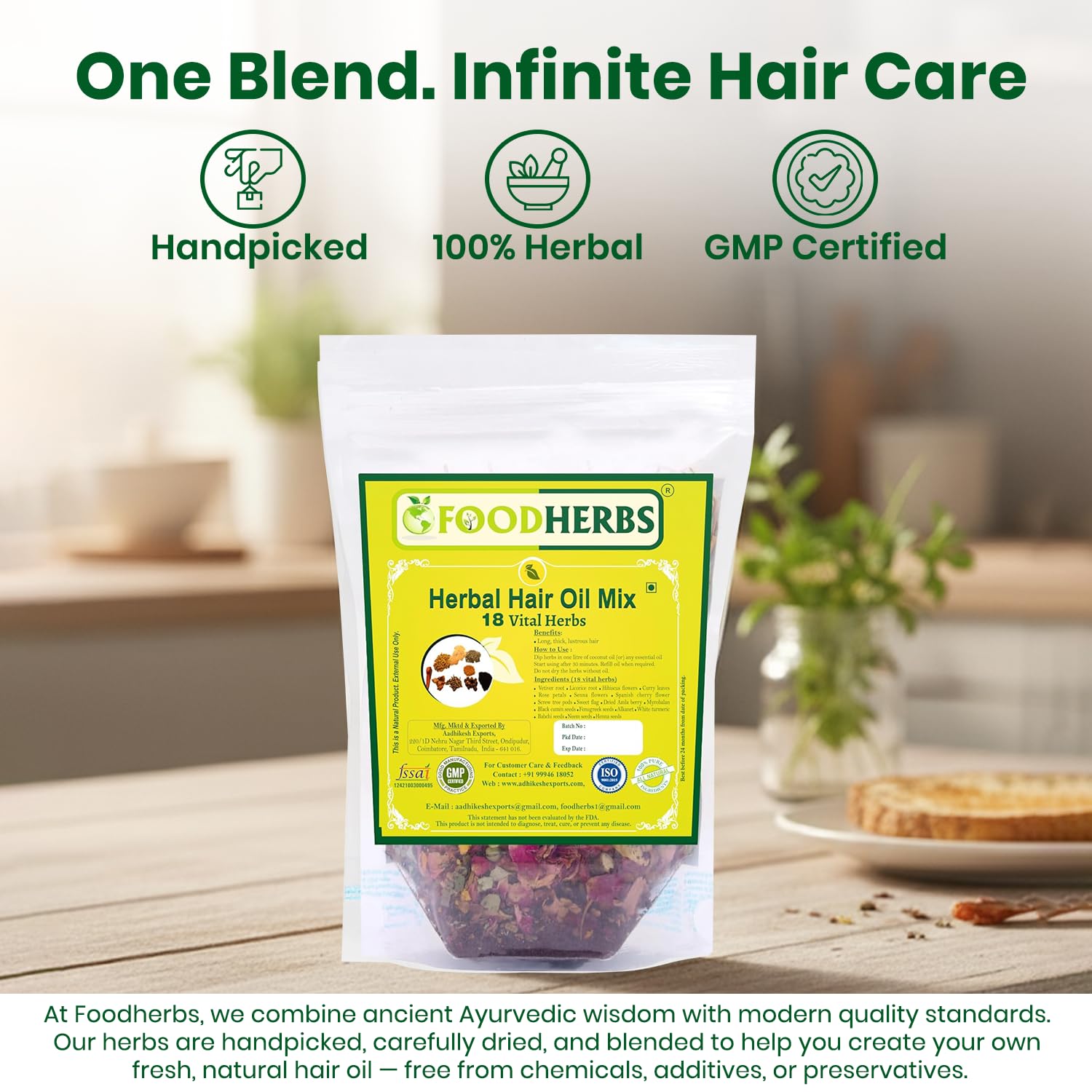 Foodherbs shine-volume hair effect highlights healthier-looking strands.