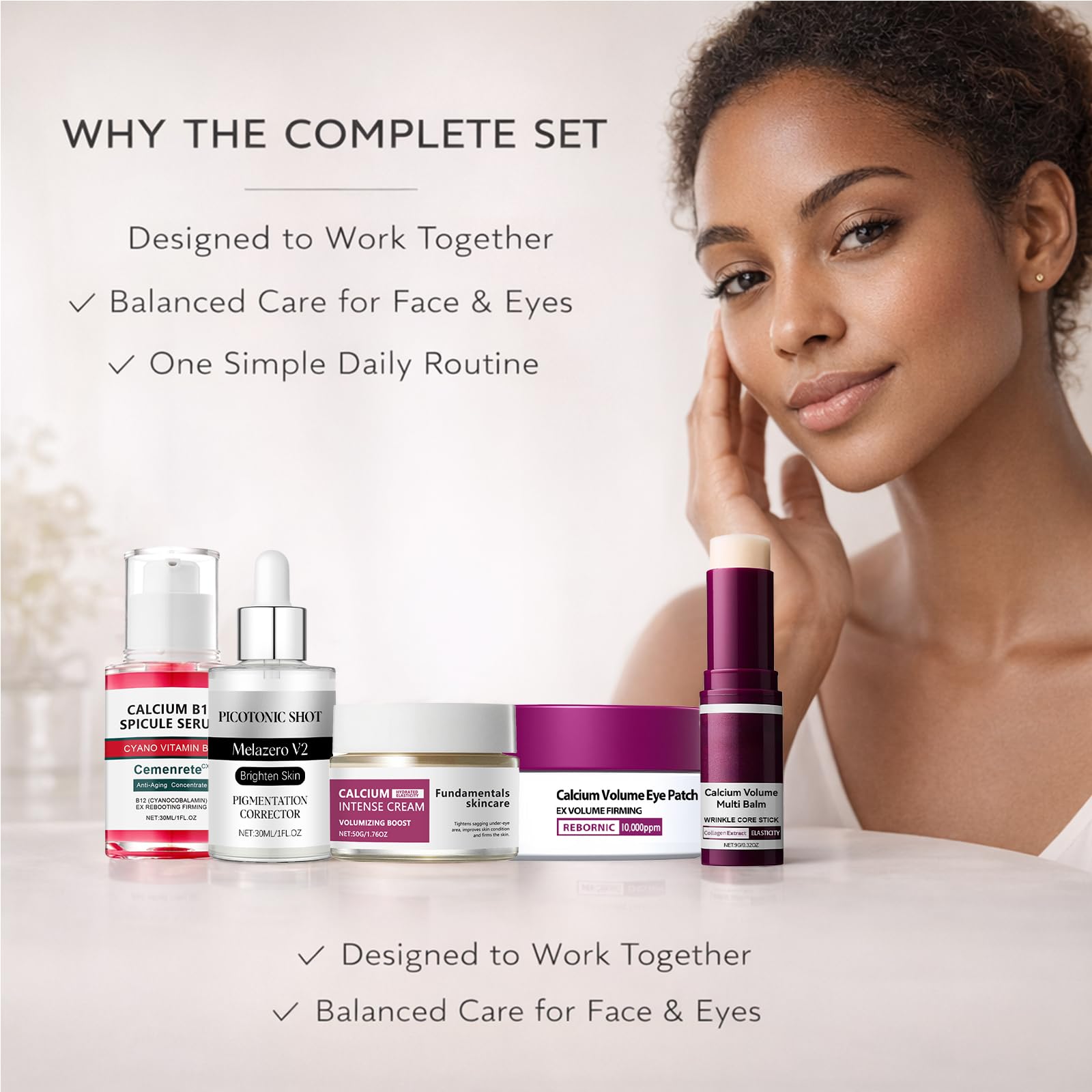 FOODSAVER Calcium Daily Care set demonstrating firmer feel and polished look over time