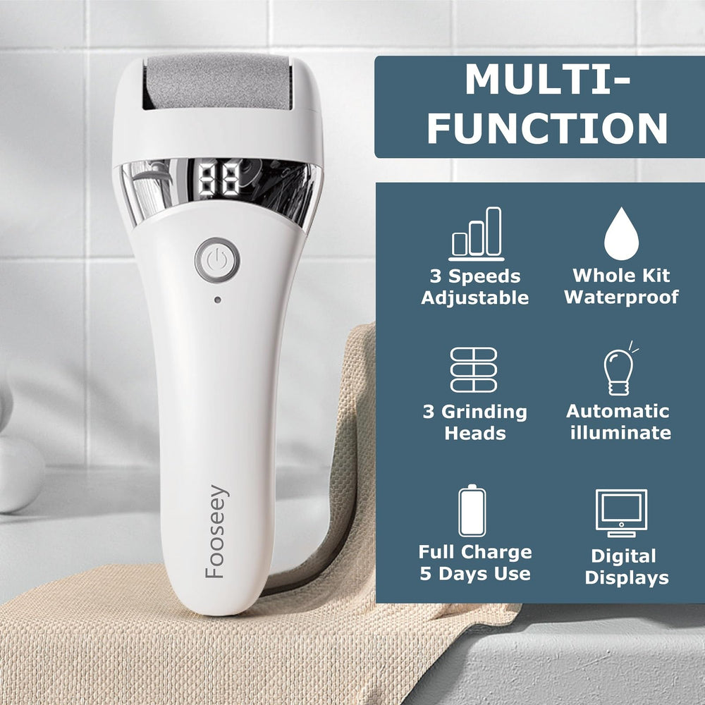 Fooseey exfoliator with 3 heads for versatile foot care