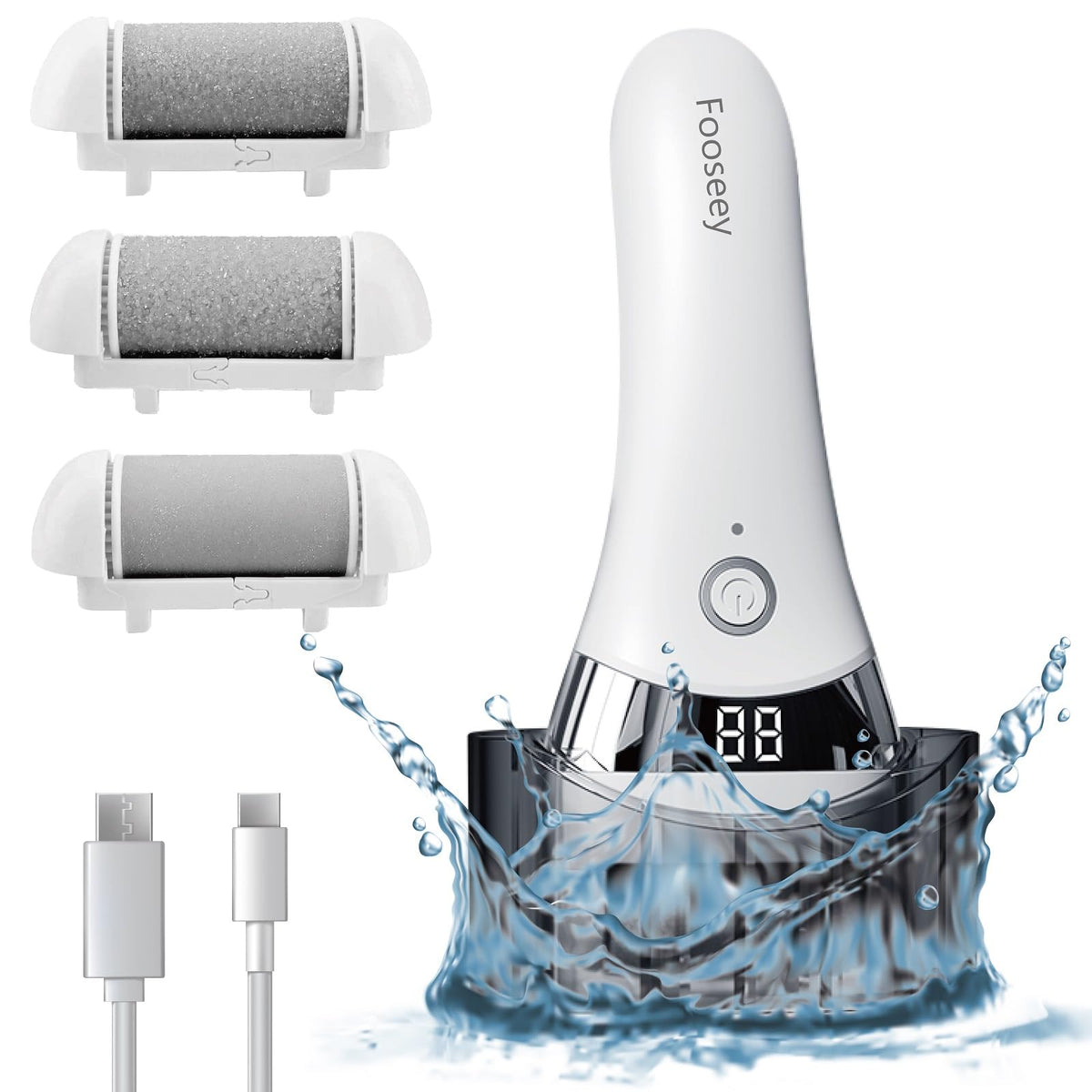 Fooseey upgraded electric foot callus remover front view for smooth feet