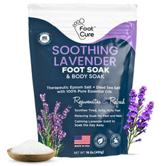 FOOT CURE lavanda baño-pies, experiencia relajante para pies cansados.