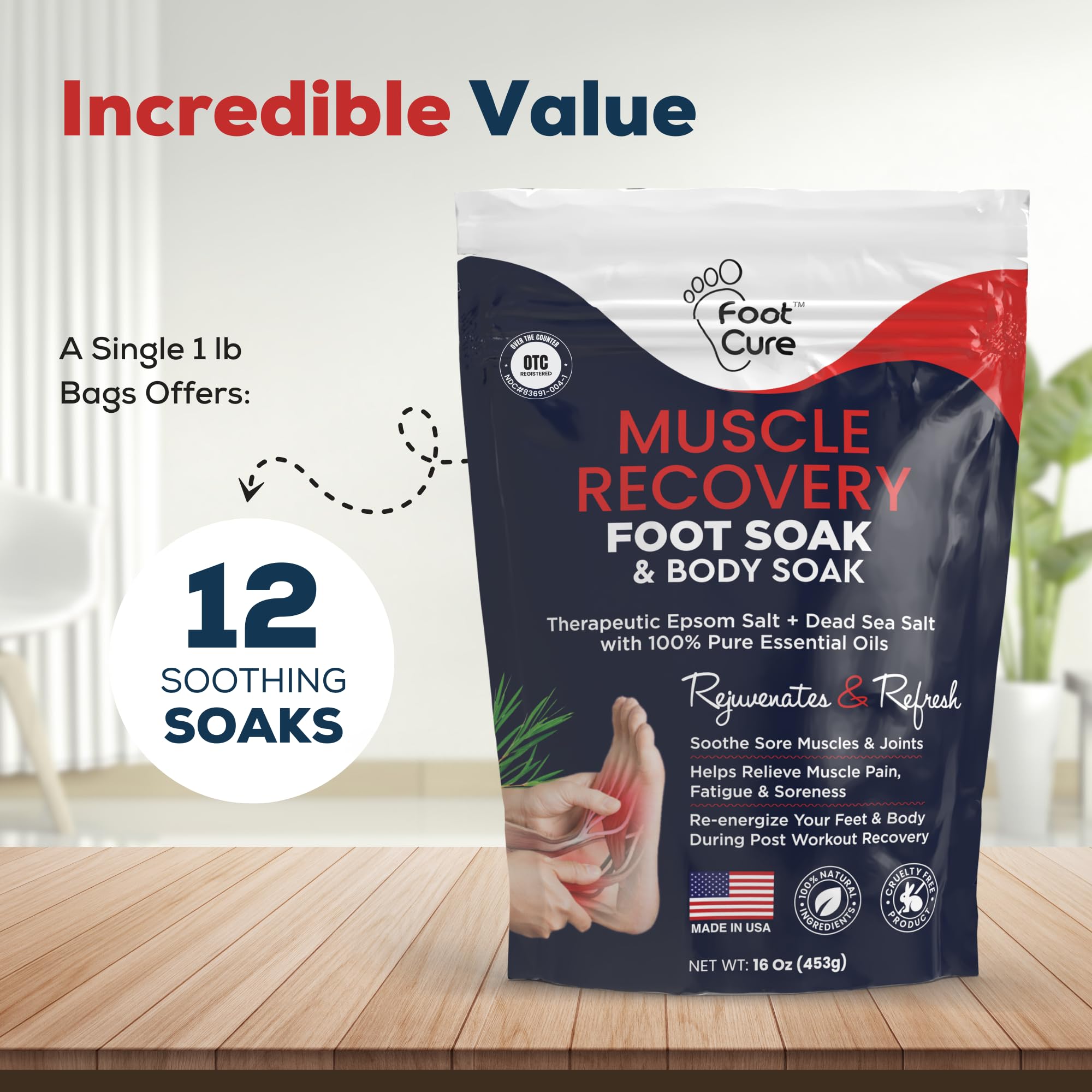 Foot Cure: pies suaves al suavizar callos con sal de Epsom y aceites naturales.