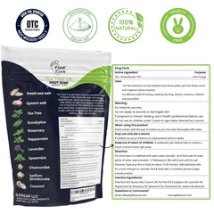 FOOT CURE Tea Tree Oil Foot Soak packaging highlights spa-like bath salts for soothing relief.