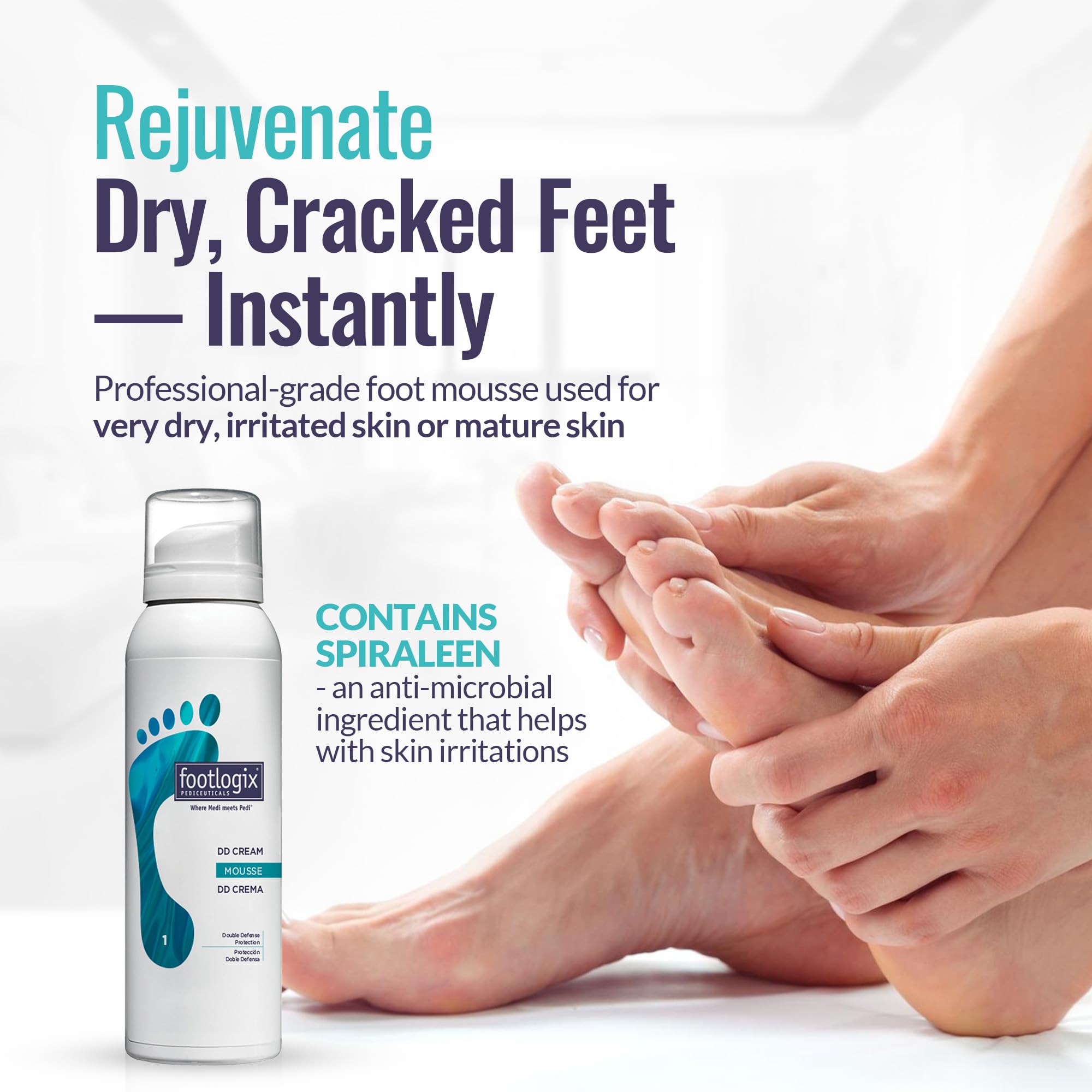 Footlogix DD Cream Mousse packaging highlights travel-friendly box and tube.