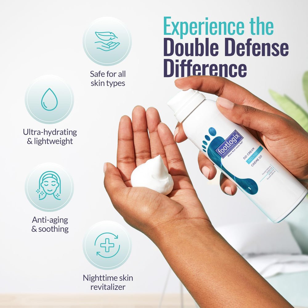 Footlogix DD Cream Mousse pump demonstrates easy, even application for daily moisture.