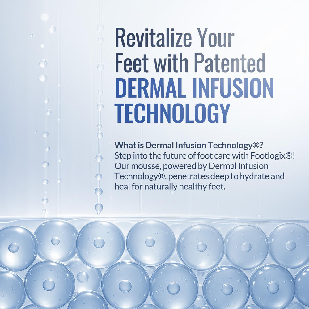 Footlogix deep crack care claim illustrated, suggesting faster healing support.