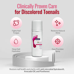 Footlogix Nail Tincture Spray application shows easy spray-on treatment for nails.