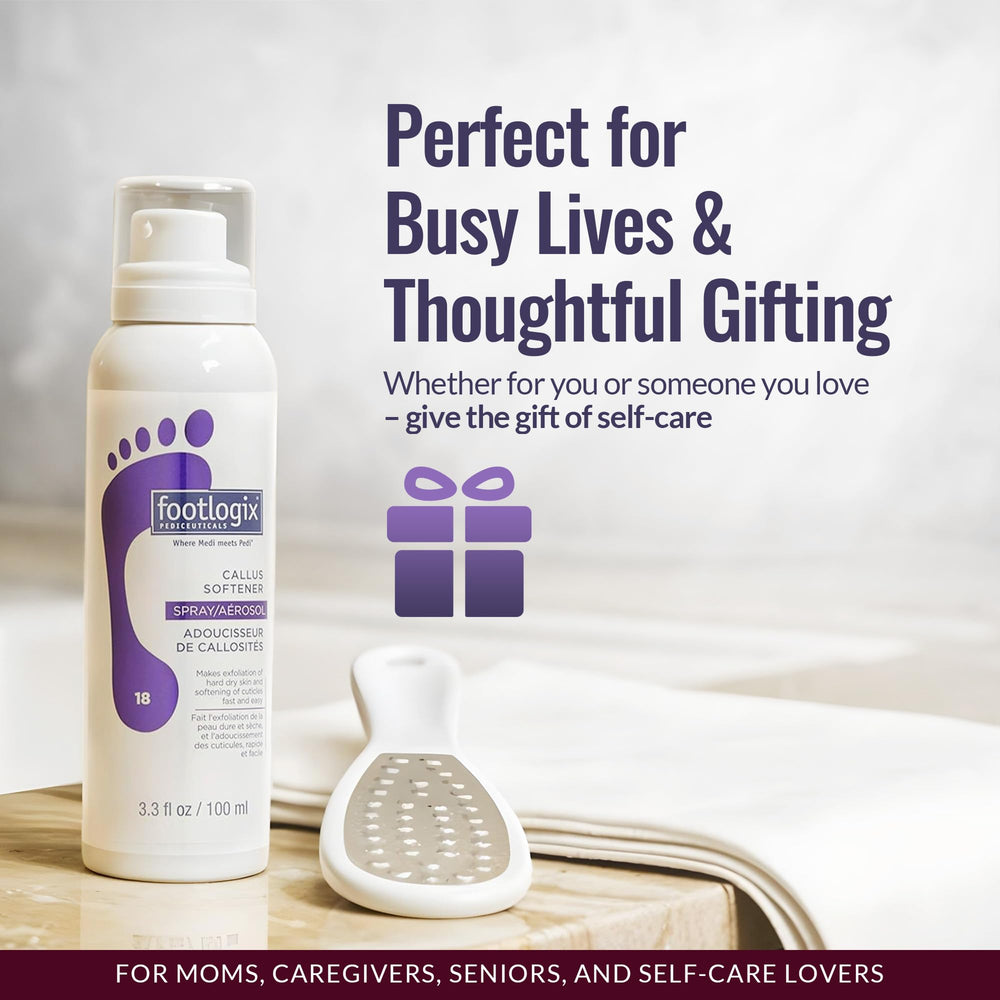 Footlogix Packaging Closeup emphasizes premium foot care to start routine.