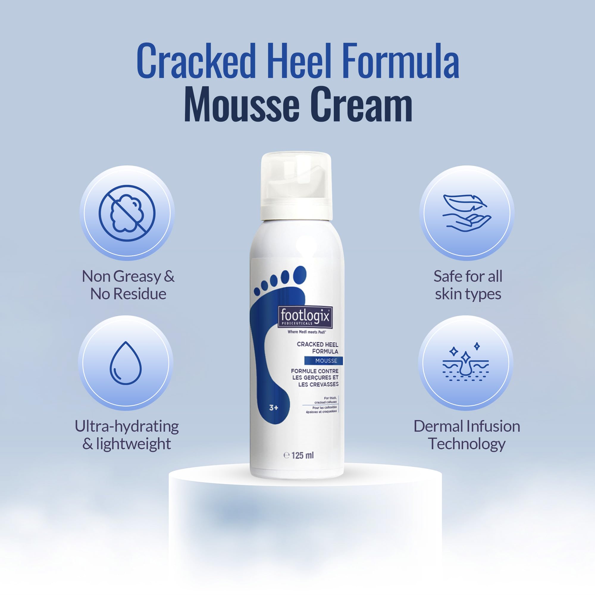 Footlogix heel balm enriched with primrose oil for improved skin resilience.