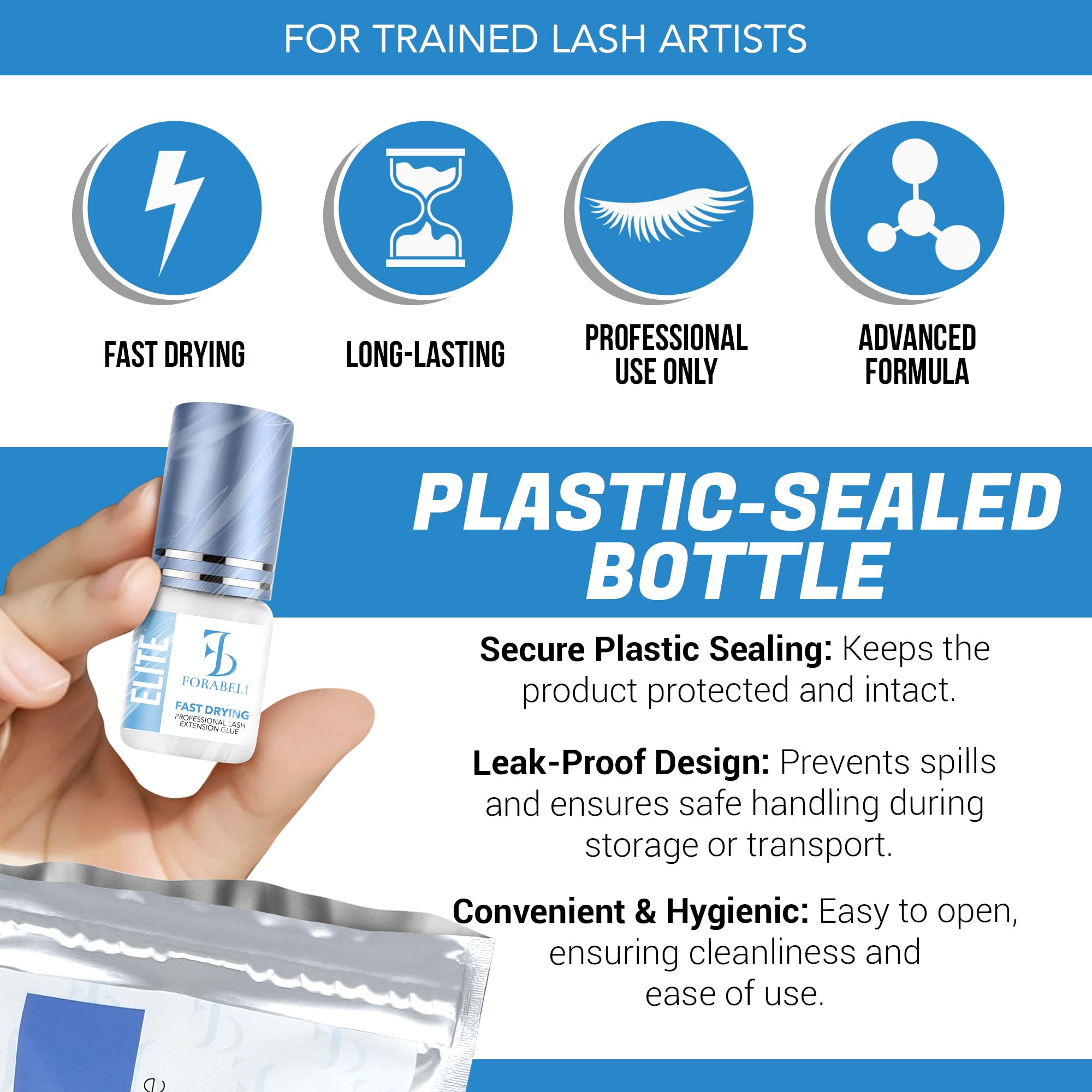 Forabeli Elite black lash glue blends with natural lashes