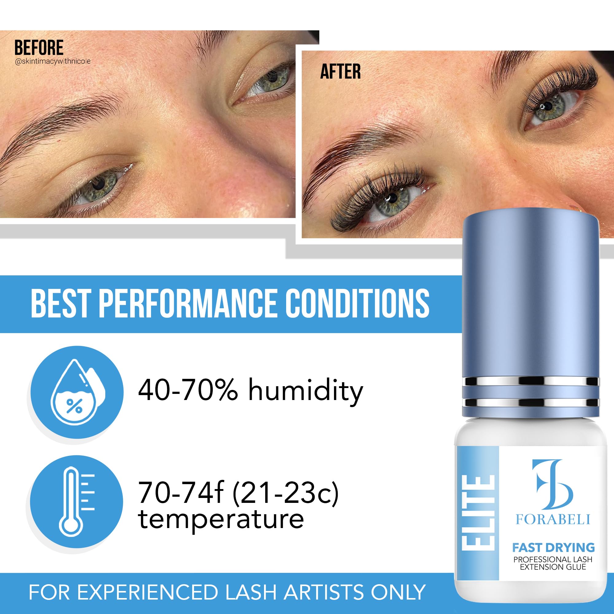 Forabeli Elite formaldehyde-free lash adhesive for client comfort