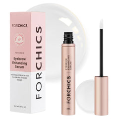 ForChics Eyebrow Growth Serum bottle close-up for fuller brows.