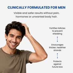 Close-up scalp stimulation scene highlights follicle-boosting action on thinning areas.