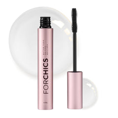 ForChics Nourishing Mascara bottle close-up shows a nourishing formula for healthier-looking lashes.