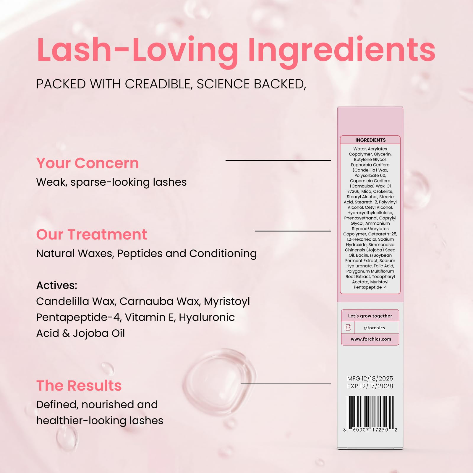 ForChics Nourishing Mascara easy removal shown to minimize rubbing on delicate lashes.