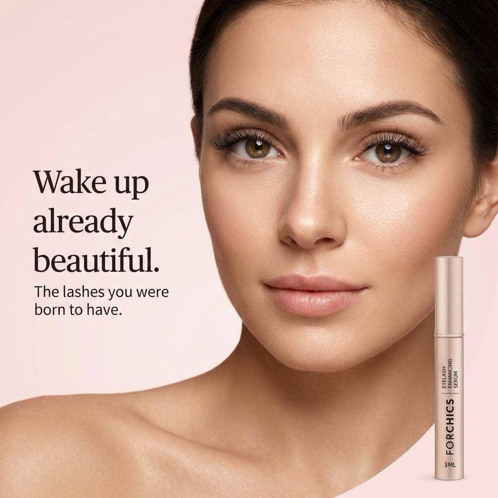 ForChics serum on lash line showing smooth coverage for fuller lashes.