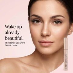 ForChics serum on lash line showing smooth coverage for fuller lashes.