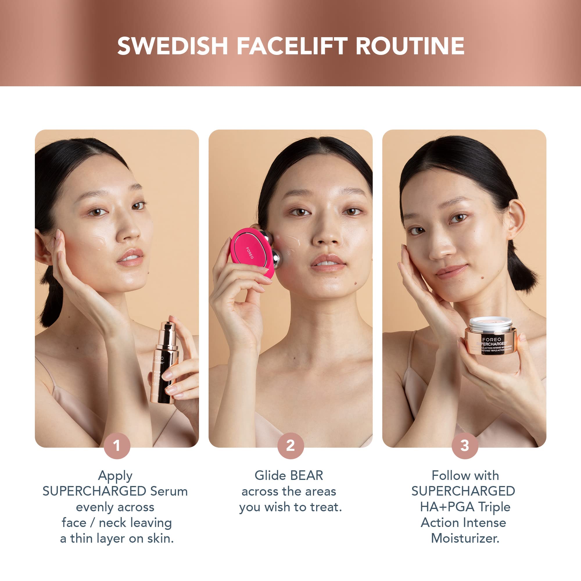 FOREO Supercharged Serum 2.0 electrolyte blend emphasizes conductivity for devices.