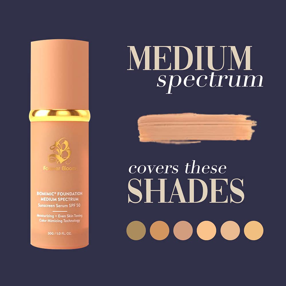 Forever Bloom Bio Mimic Foundation SPF50 application highlighting sun protection