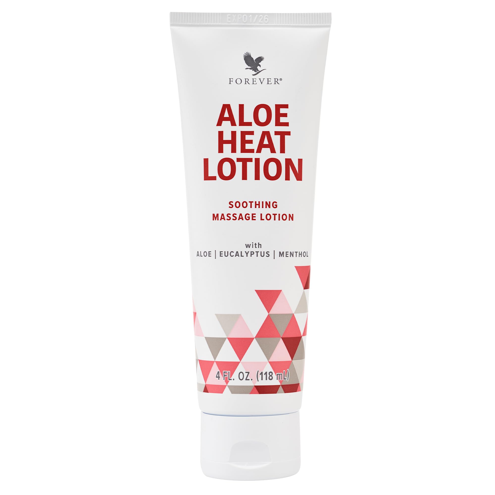 Forever Living Aloe Heat Lotion: fragancia mentol y eucalipto para relajación.