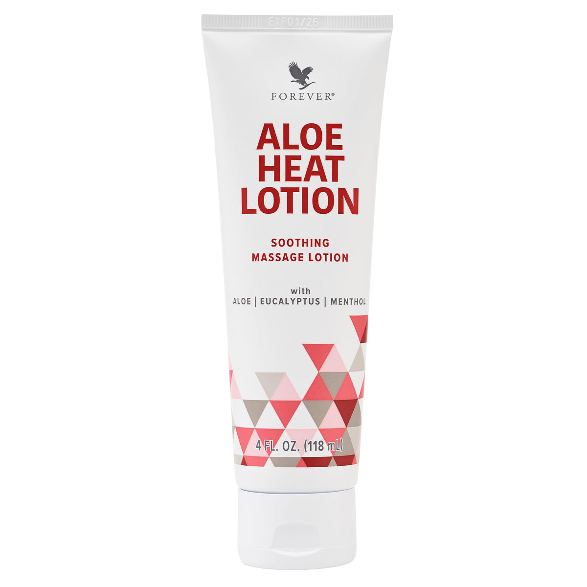 Forever Living Aloe Heat Lotion: fragancia mentol y eucalipto para relajación.